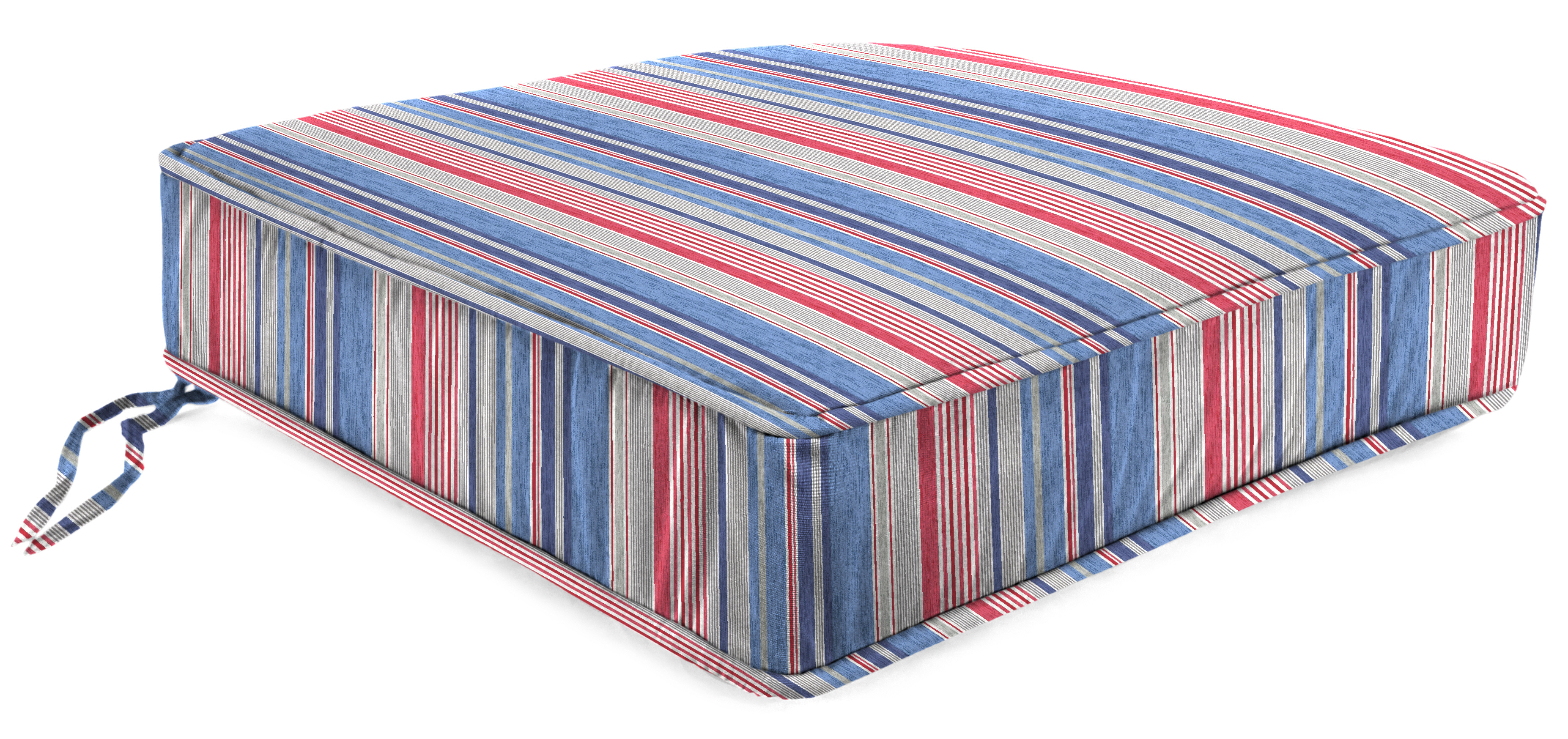 Patio Deep Seat Cushion with Welt in The Right Stripe Blue Marine
