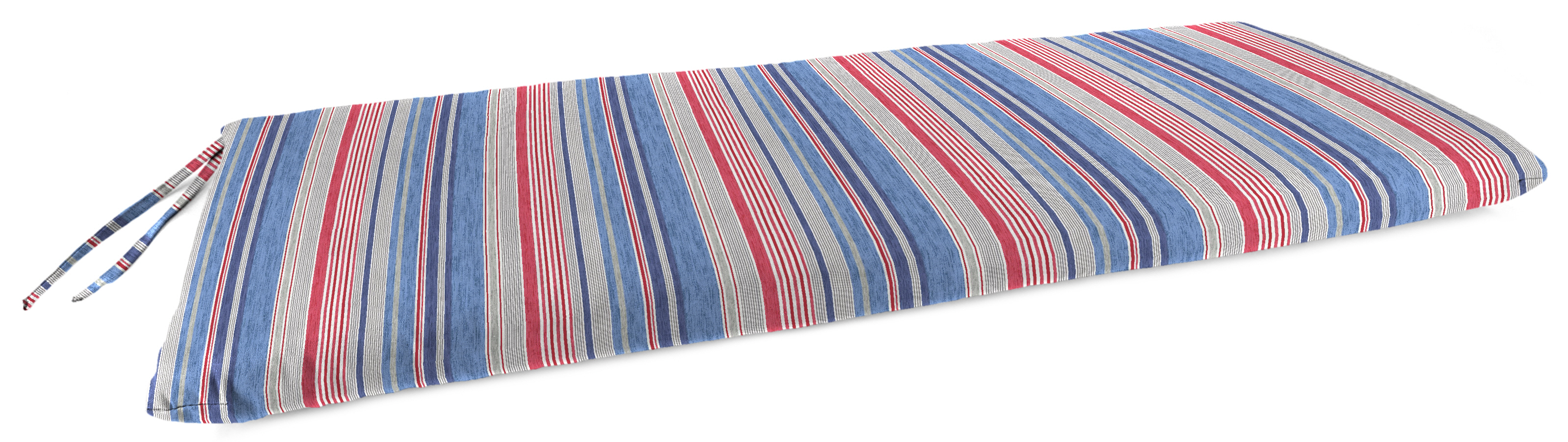 2 Person Patio Bench, Swing and Glider Cushion in The Right Stripe Blue Marine