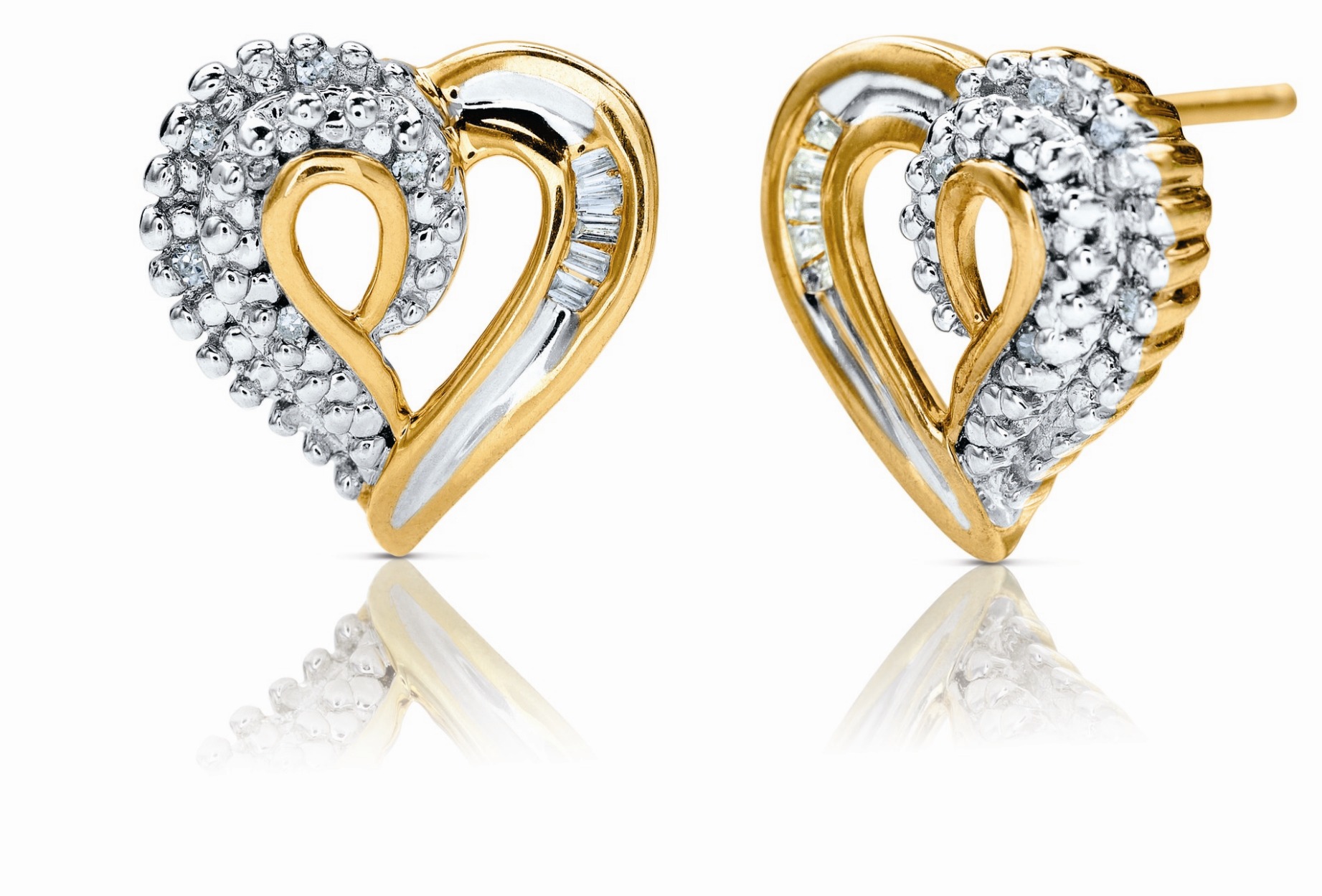 Diamond Accent Heart Shaped Earring Gold over Silver Shop Your Way
