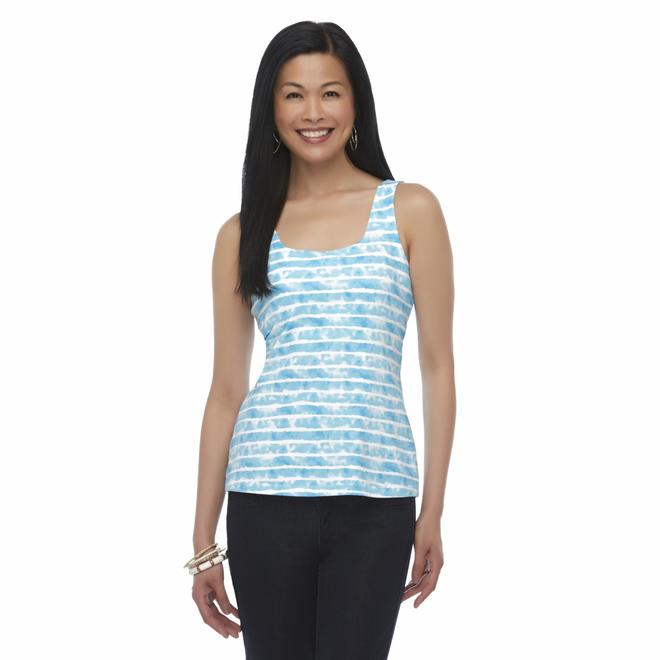 Basic Editions Women's Shelf Bra Tank Top Striped