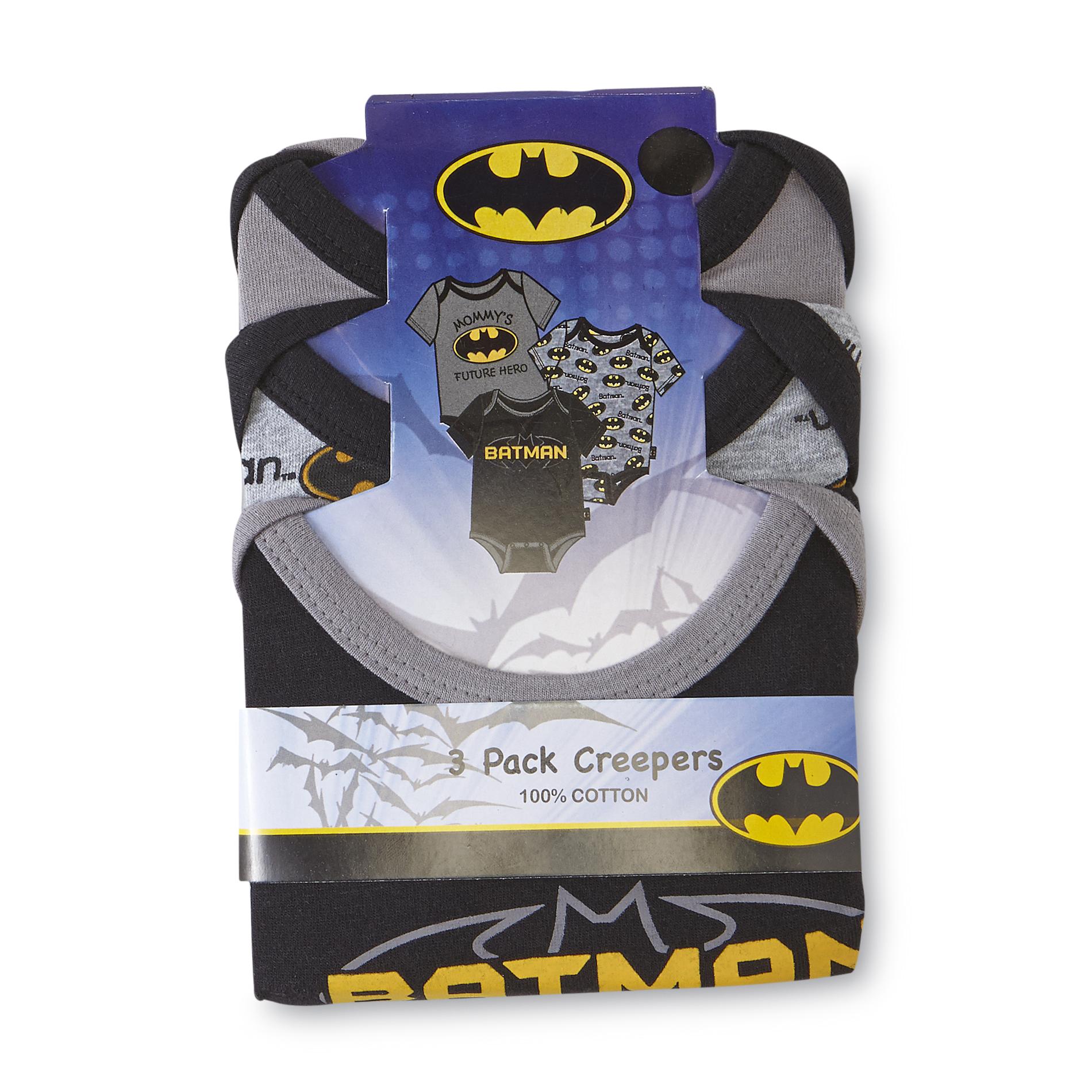 DC Comics Batman Newborn Boy's 3Pack Bodysuits