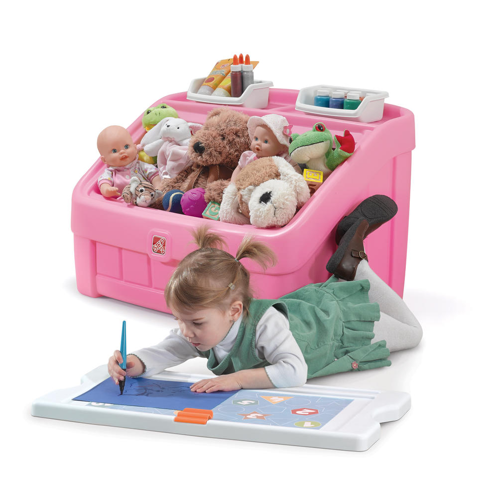 2-IN-1 TOY BOX AND ART LID PINK