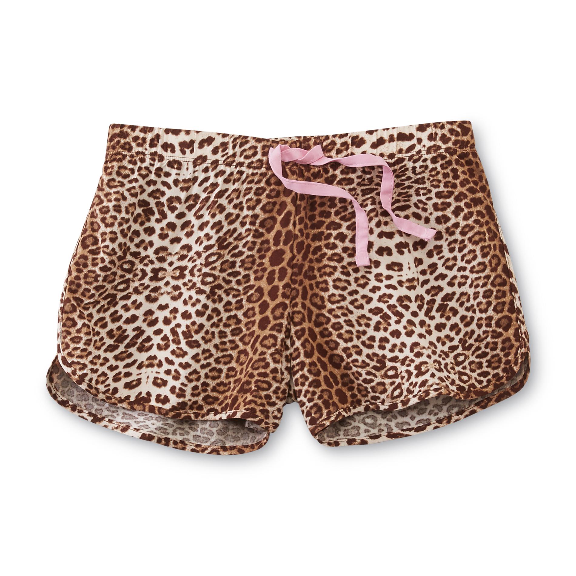 Girl's Printed Challis Shorts - Leopard