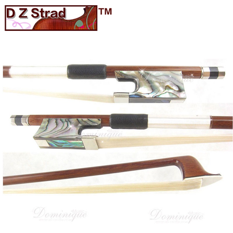 TOP SILVER PERNAMBUCO 4/4 Full Size Violin Bow with Abalone Shell Frog