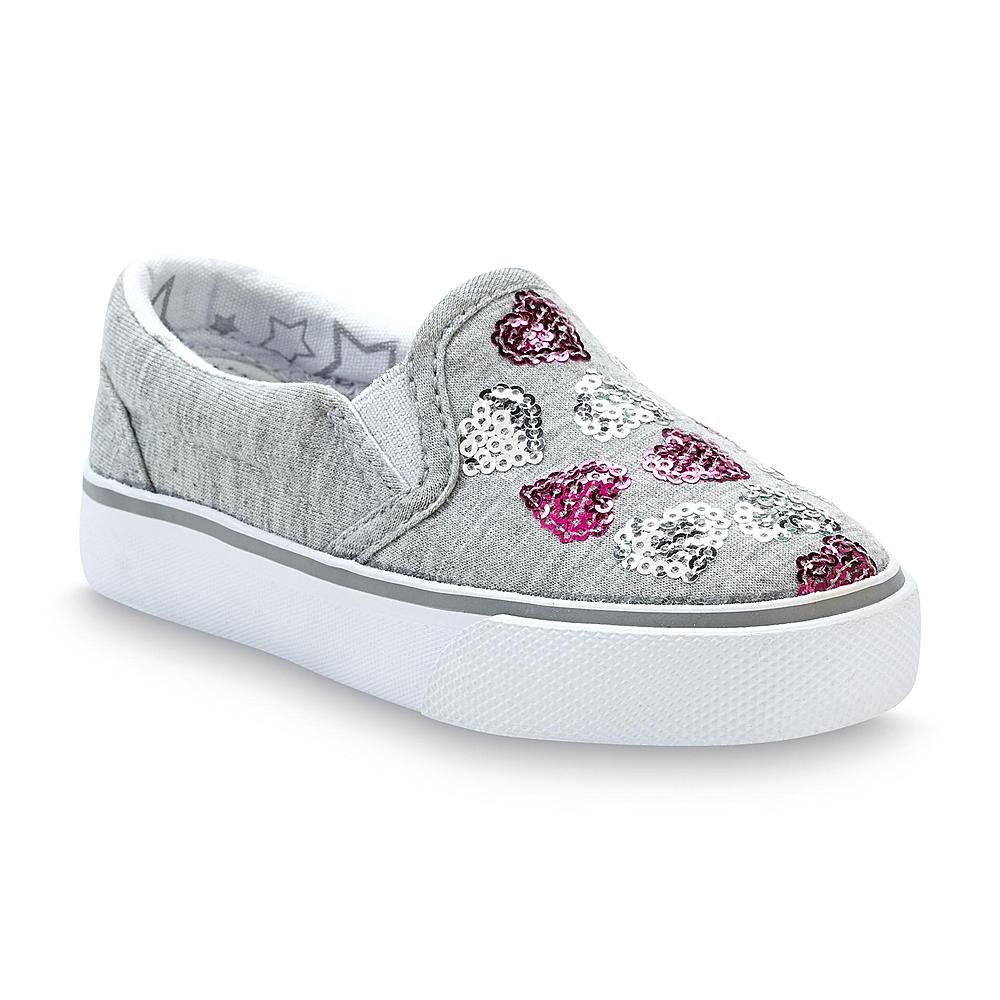 Toddler Girl's Lil Molly Grey/Pink/White Hearts Sneaker