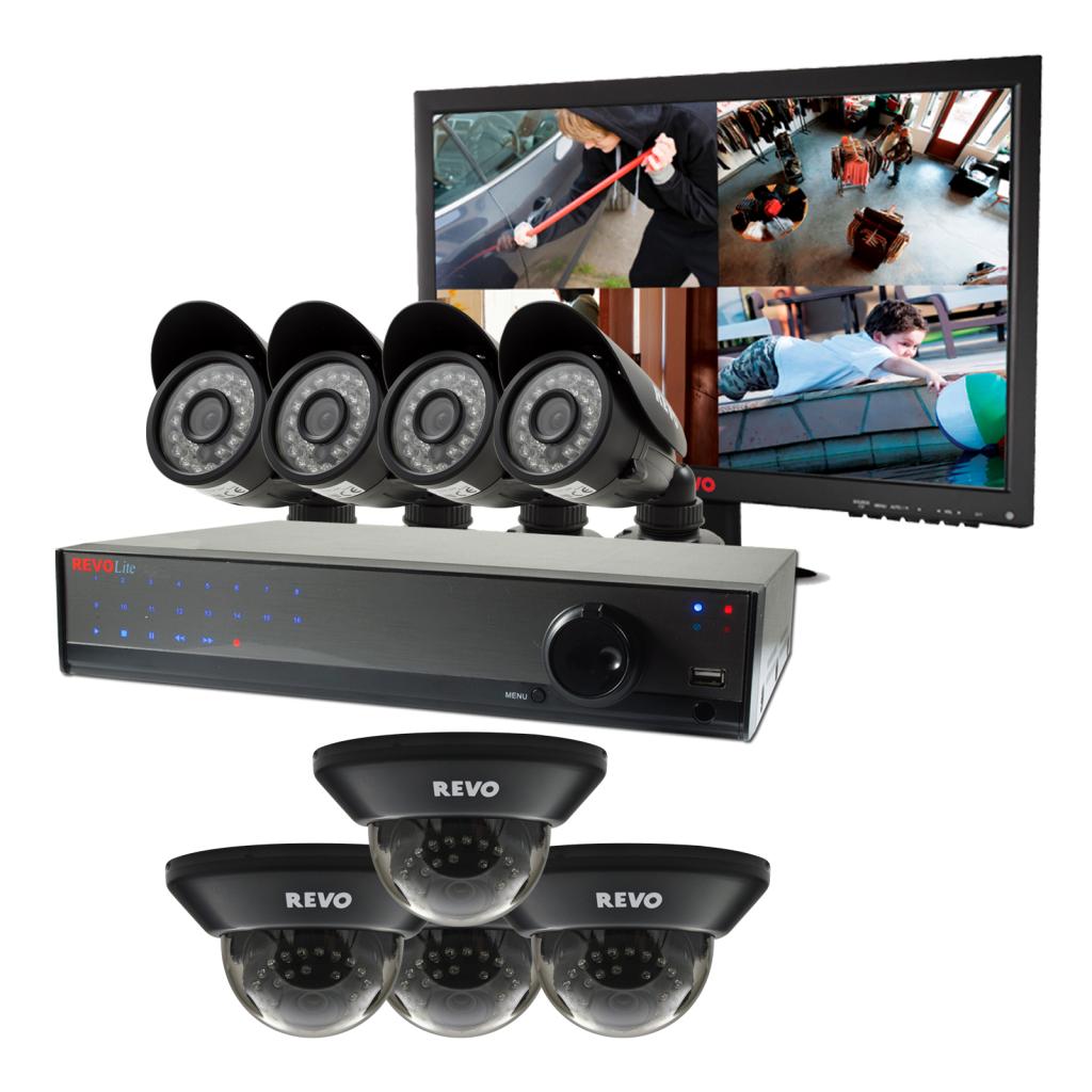 REVO Lite 16 Ch. 2TB 960H DVR Surveillance System with 8 700TVL Cameras & Monitor