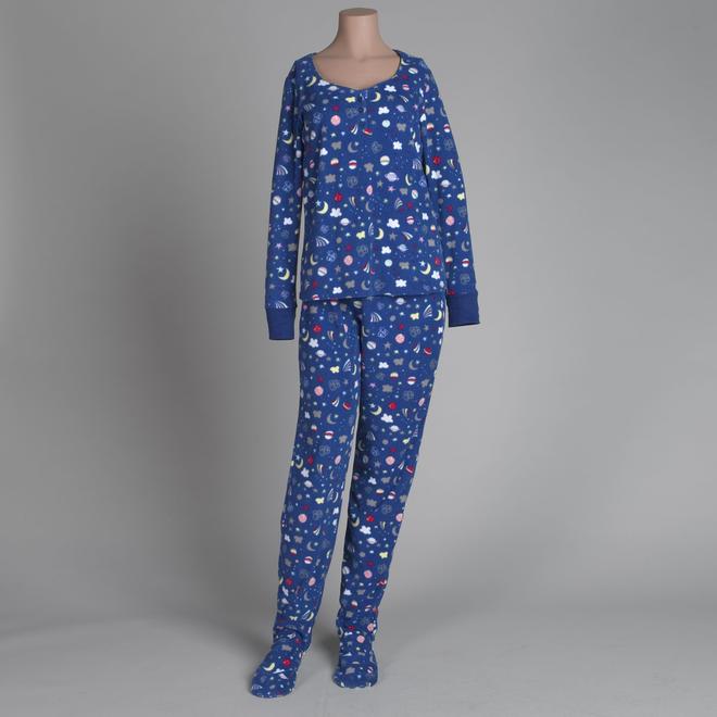 Joe Boxer Women's TwoPiece Fleece Footie Pajamas