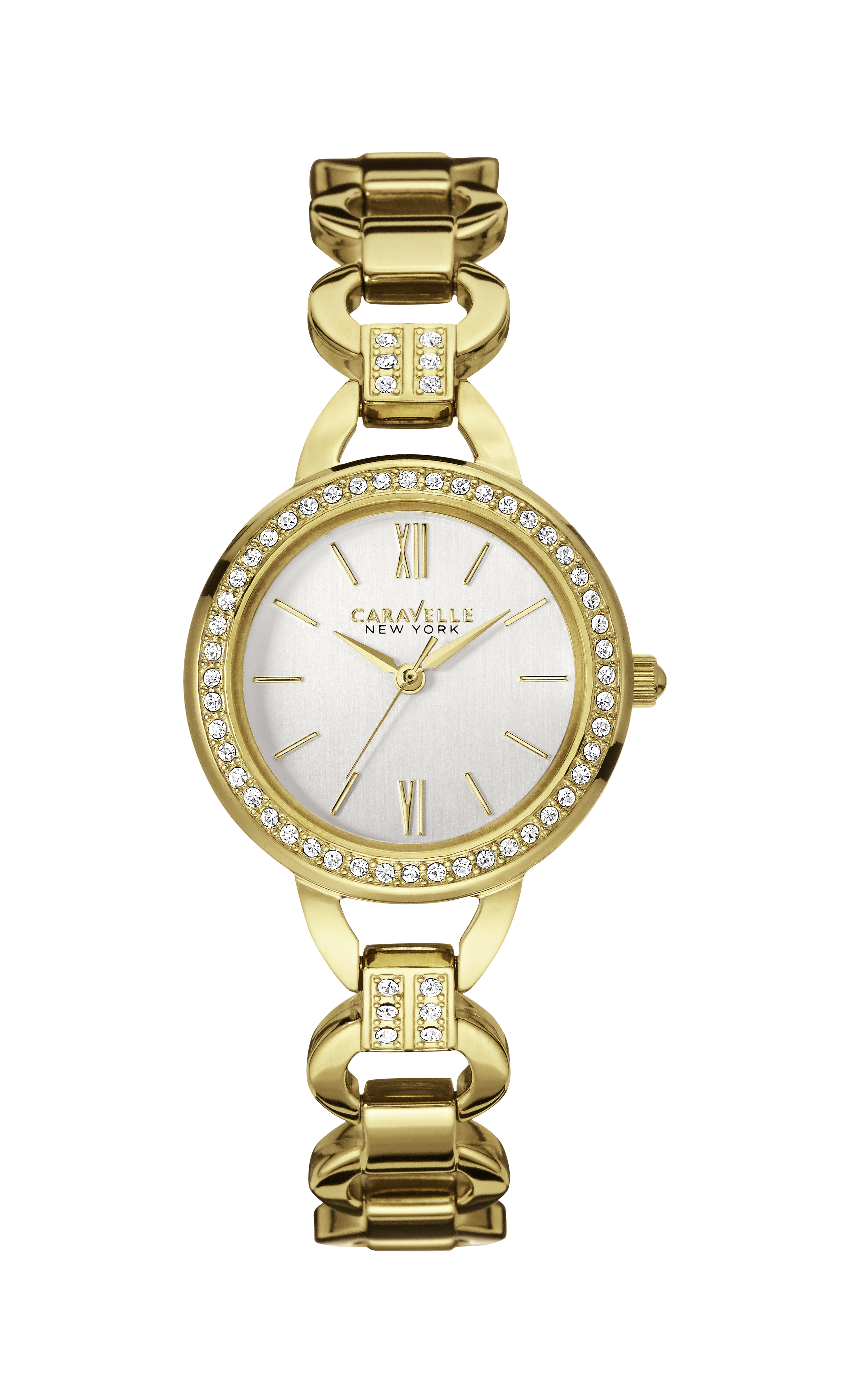 Caravelle Ladies Gold Crystal Bracelet Watch, Women's