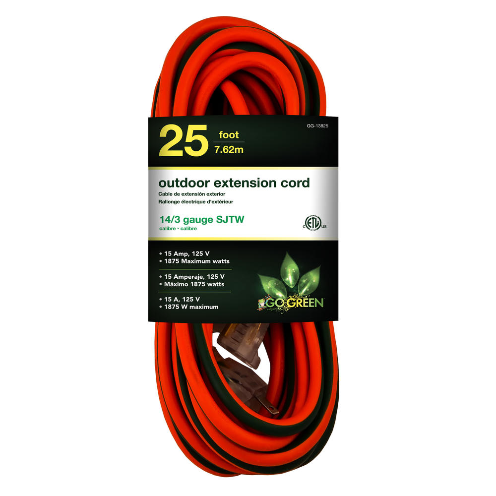 GoGreen Power Inc 14/3 25ft Heavy Duty Exension Cord - Lighted End