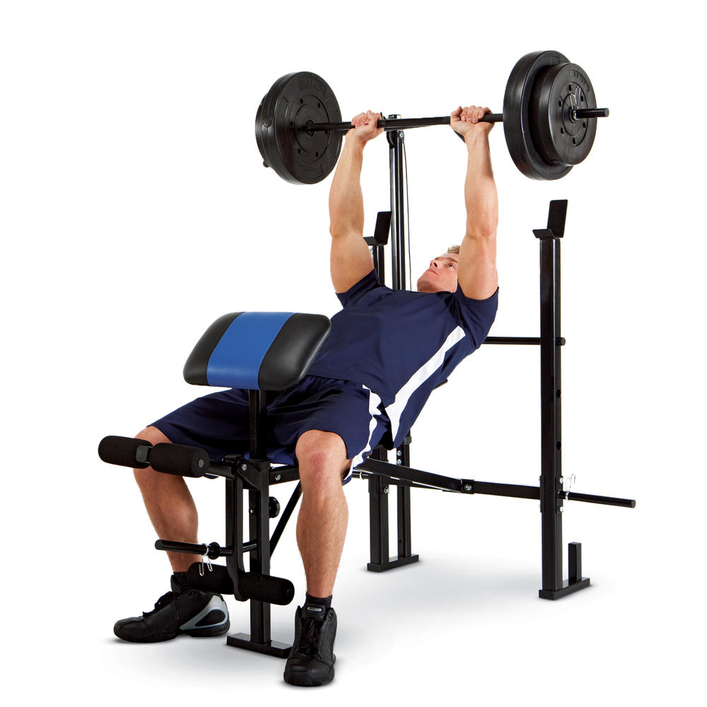 Standard Bench w/ Lat Bar + 120 lb. Weight Set
