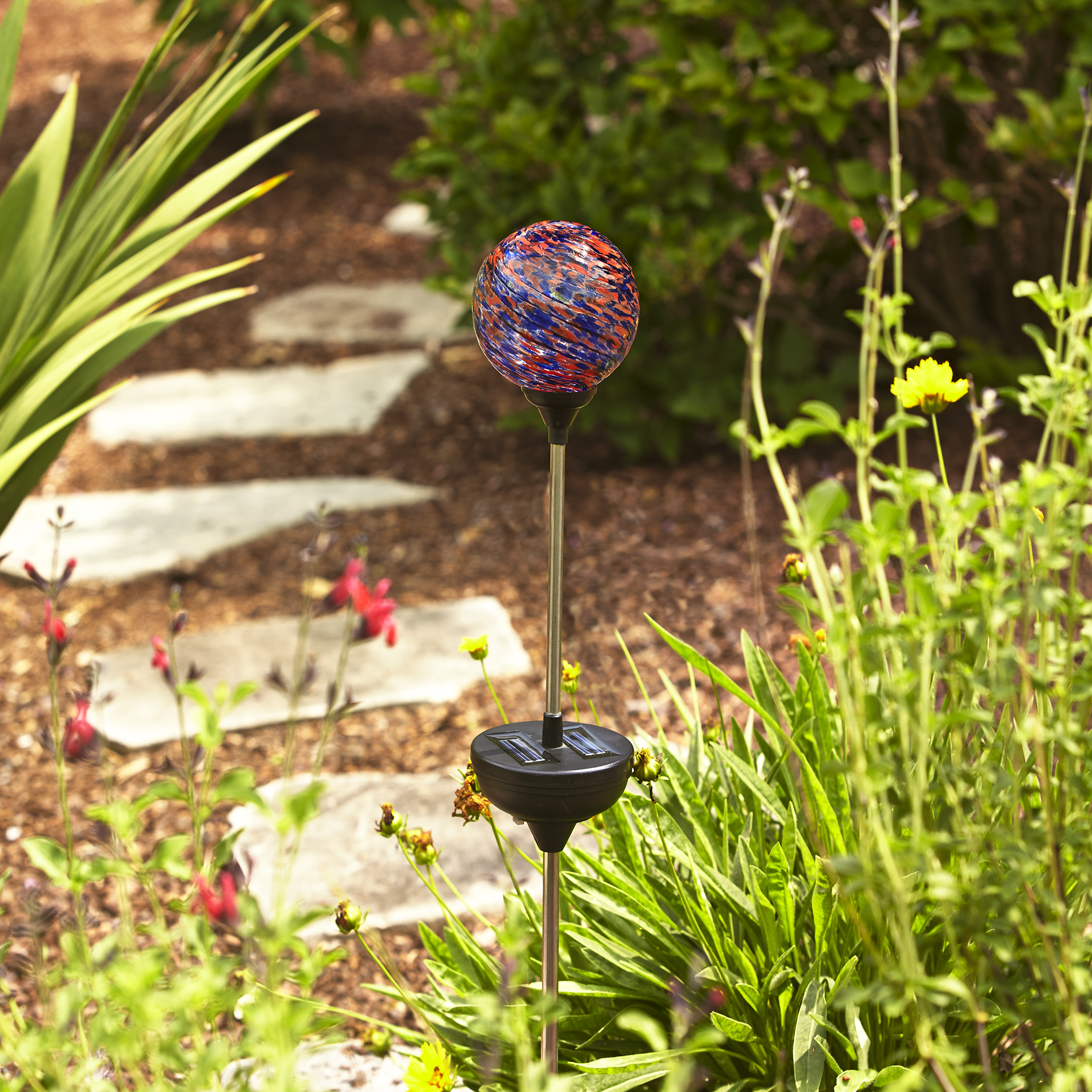 Essential Garden Solar Garden Stake with Gazing Ball Red Shop Your
