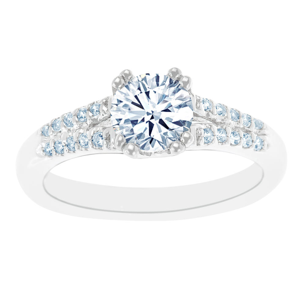 14K White Gold Double Prong Split Shank Diamond Engagement Ring