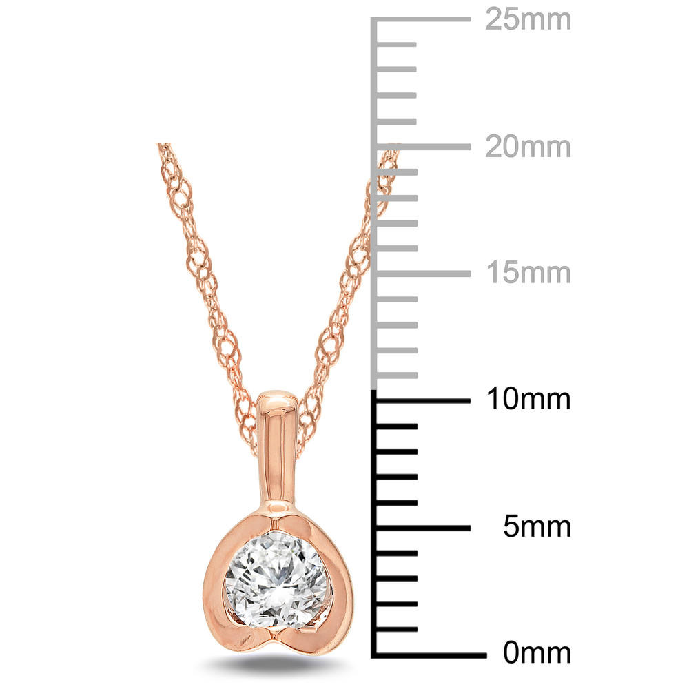 1/4 CTTW Diamond Fashion Pendant With Chain in 10k Pink Gold GH I2;I3