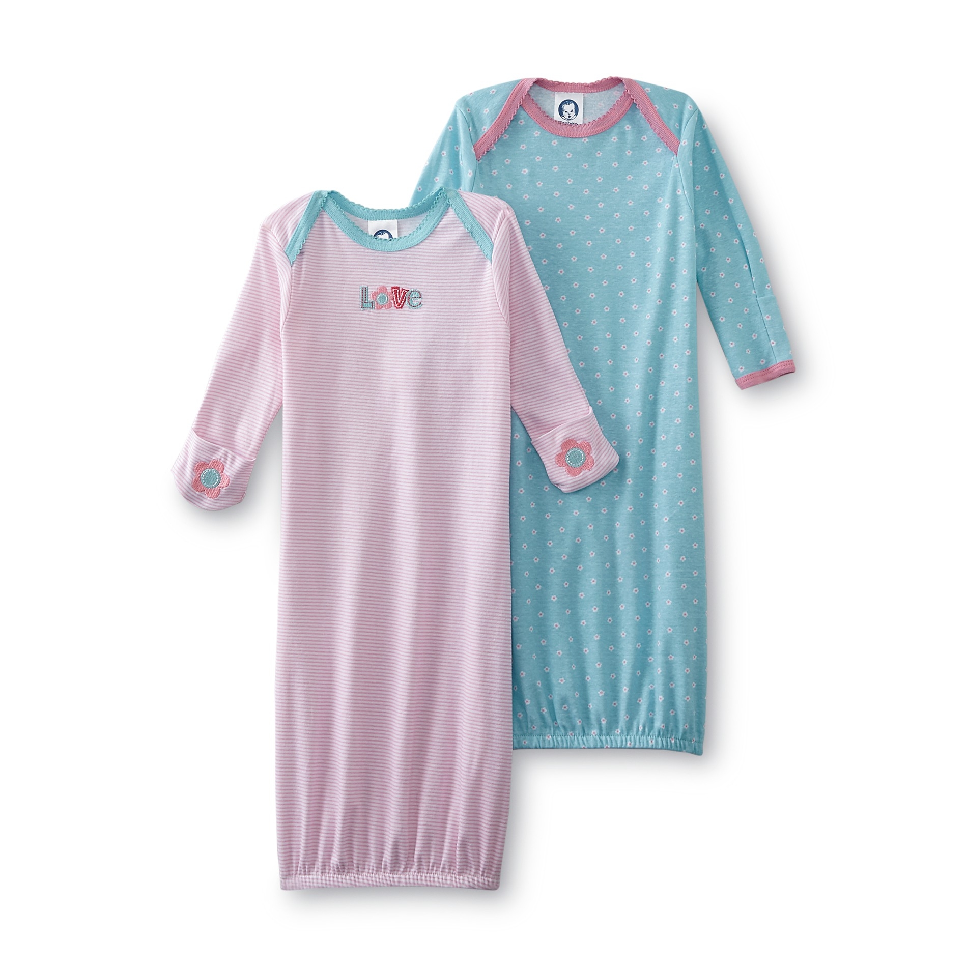 Gerber Infant Girl's 2Pack Sleeper Gowns Striped & Floral
