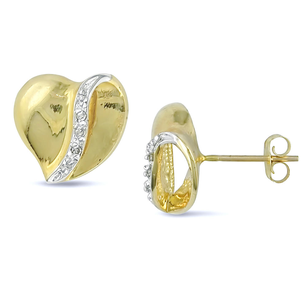 0.03 CT Diamond Ear Pin Earrings Set in 10k Yellow Gold (GH I3)
