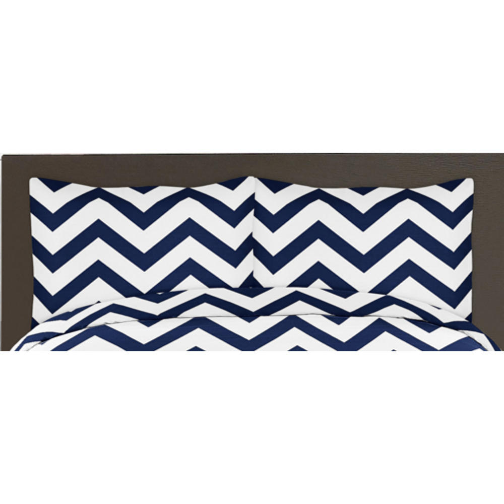 Sweet Jojo Designs Navy and White Chevron Collection 3pc Full/Queen Bedding Set