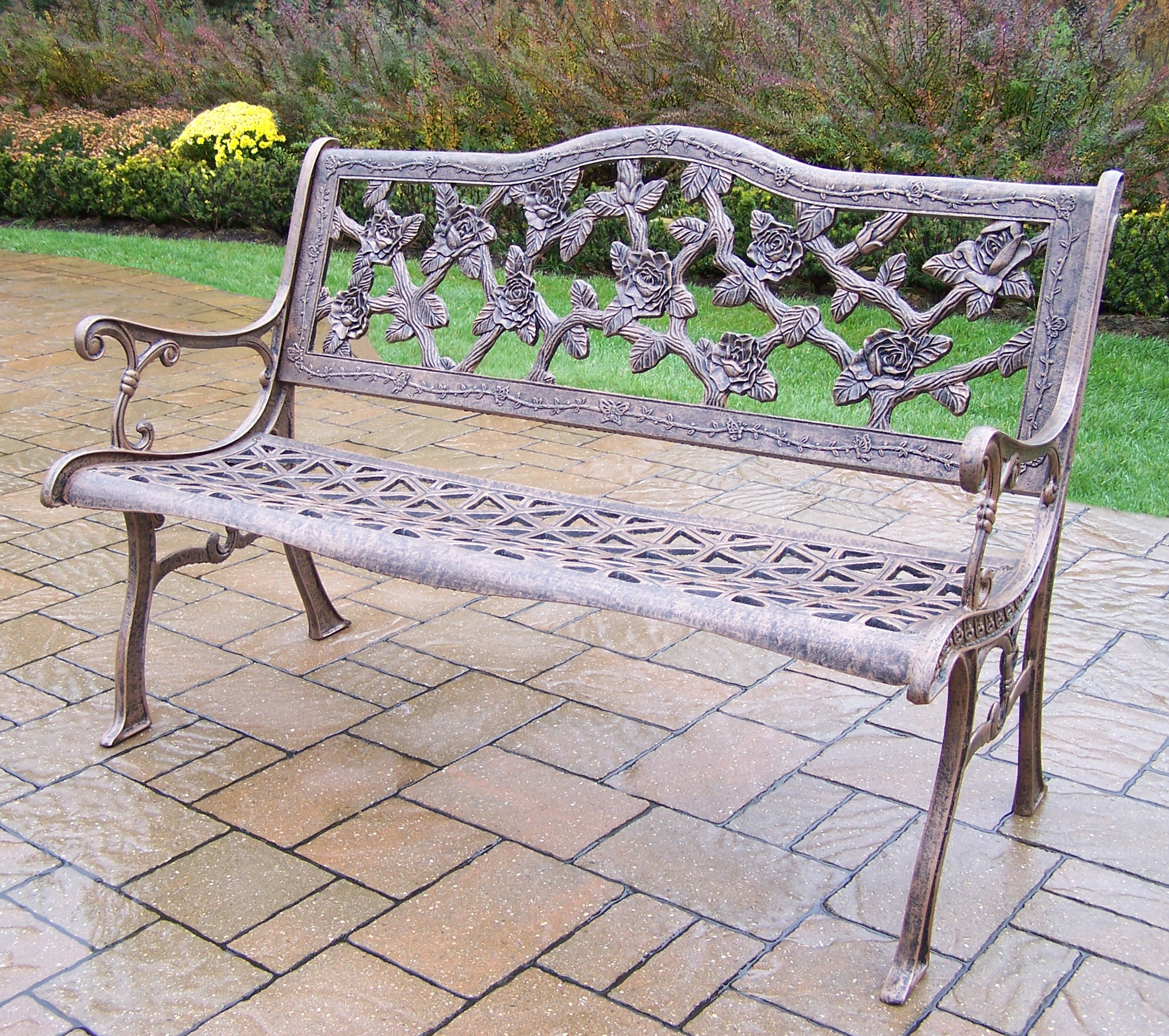 Oakland Living English Rose Cast Aluminum Patio Bench