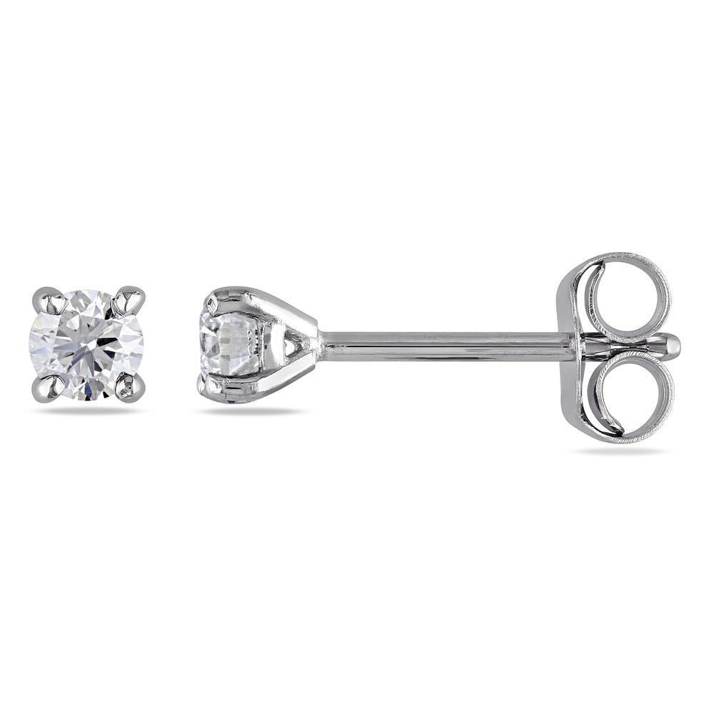 1/4 CT &#8220;V&#8221; Style 4-Prong Solitaire Earrings Set in 14K White Gold (I1-I2)