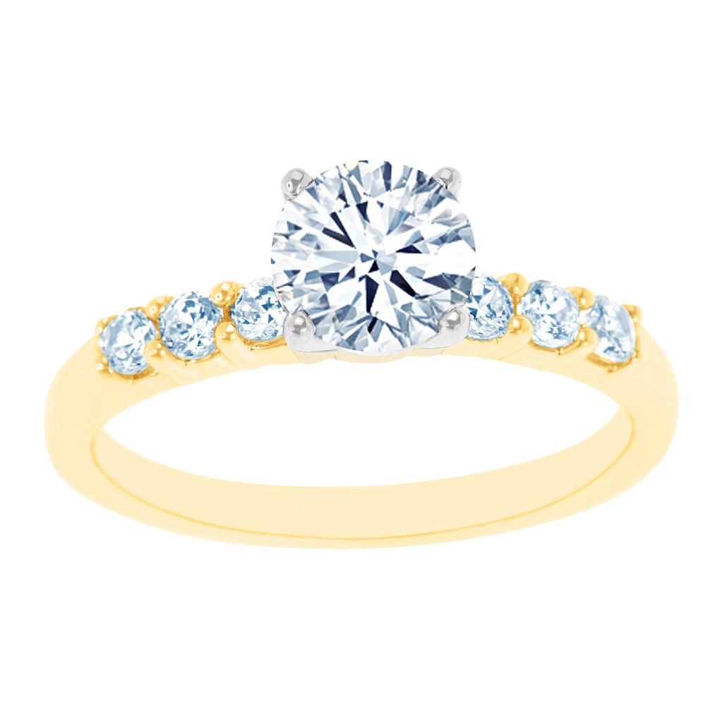 14K Two Tone Seven Stone Round Diamond Engagement Ring