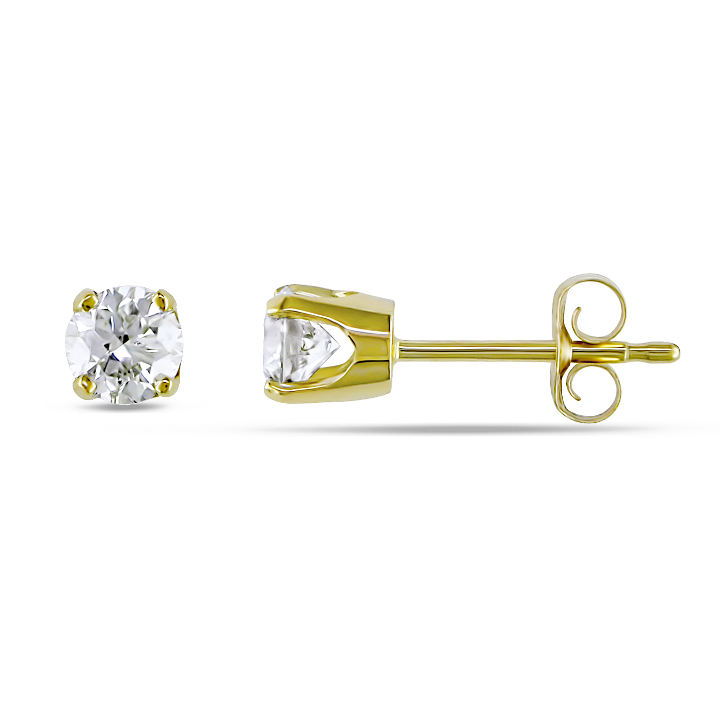 1/2 CT Solitaire Earrings Set in 14K Yellow Gold (JK I2 I3)