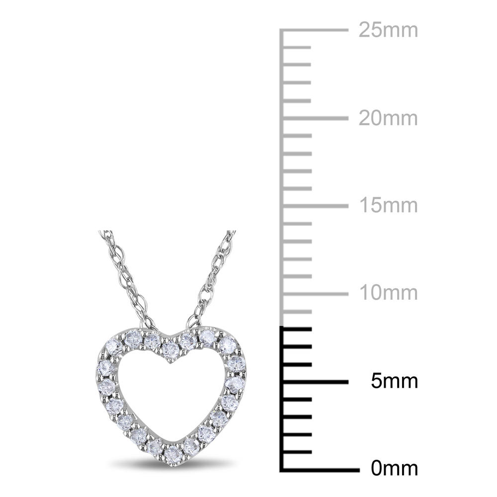 1/10 CT  Diamond  Heart Pendant With Chain 10k White Gold GH I2;I3