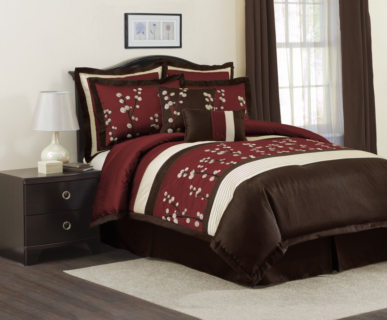 Cocoa Flower Red 8 Pc Comforter Set
