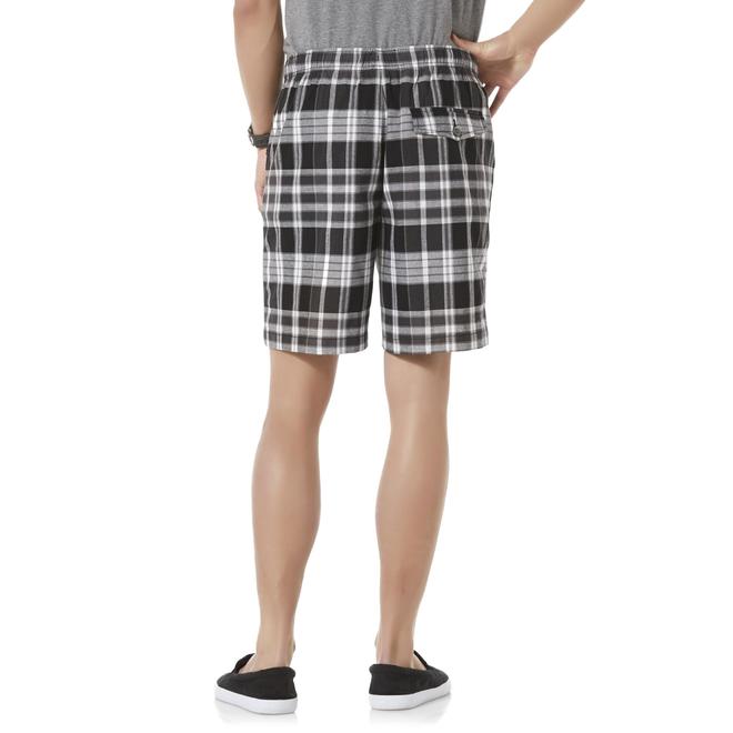 Basic Editions Men's Elastic Waist Shorts Plaid
