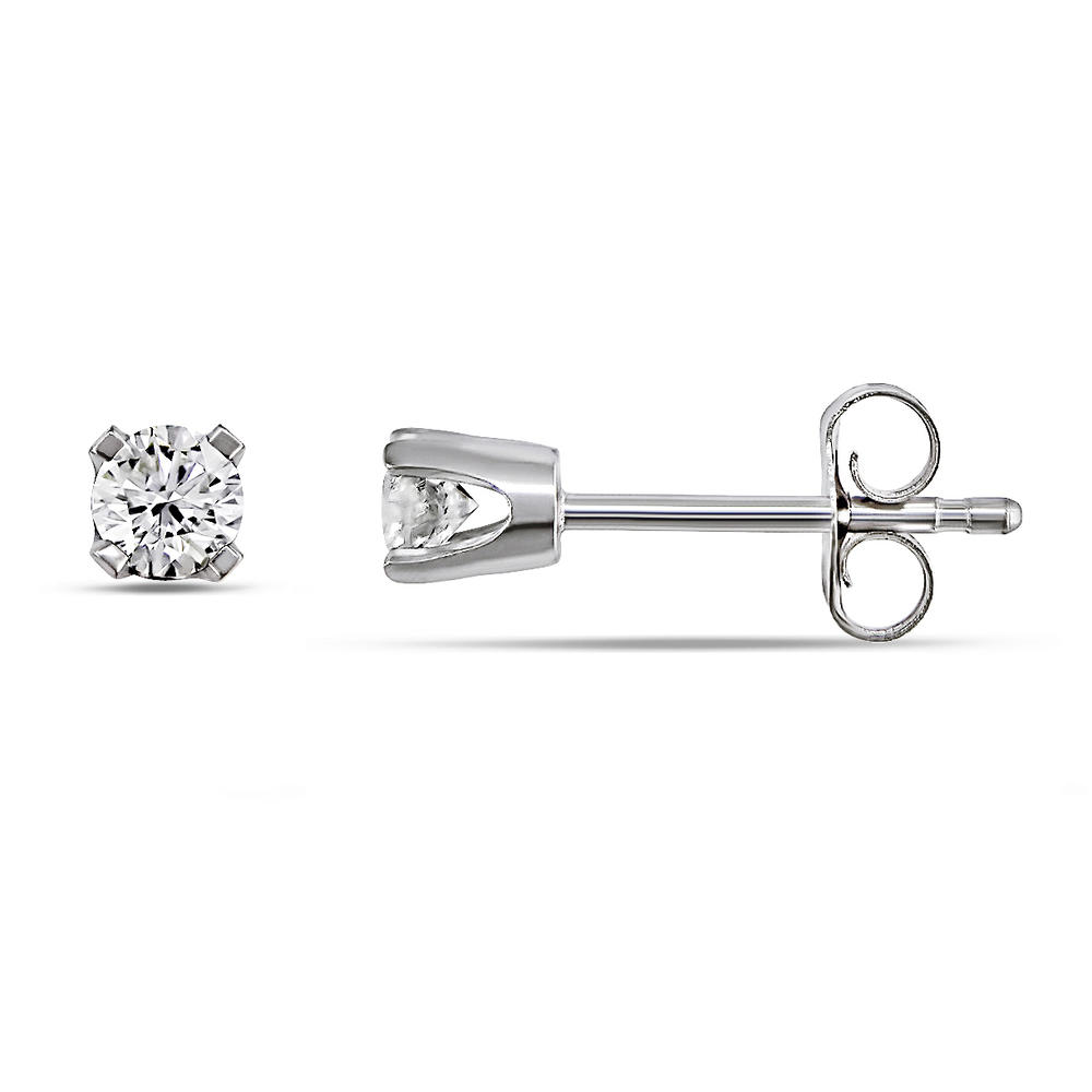 1/5 CT Solitaire Earrings Set in 14K White Gold (I2-I3)