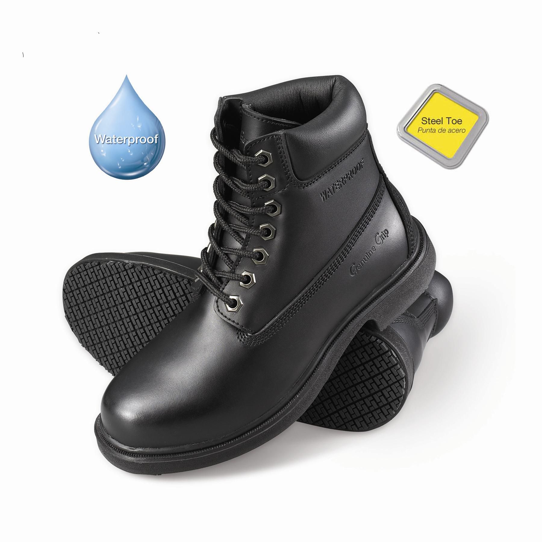 Genuine Grip Men's Slip-Resistant Waterproof Steel Toe Work Boots #7161 Black at Sears.com
