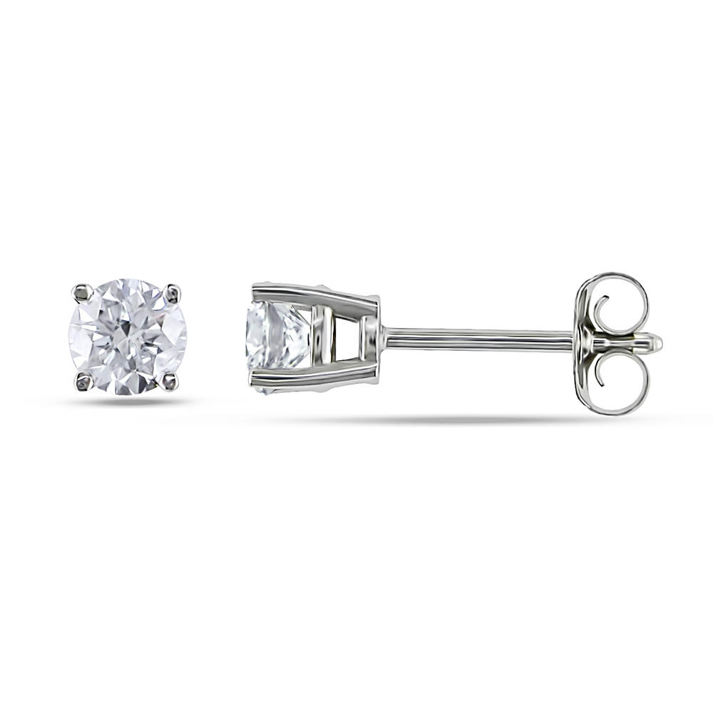 1/2 CT Solitaire Earrings Traditional-Basket Set in 14K White Gold (H-I I1-I2)