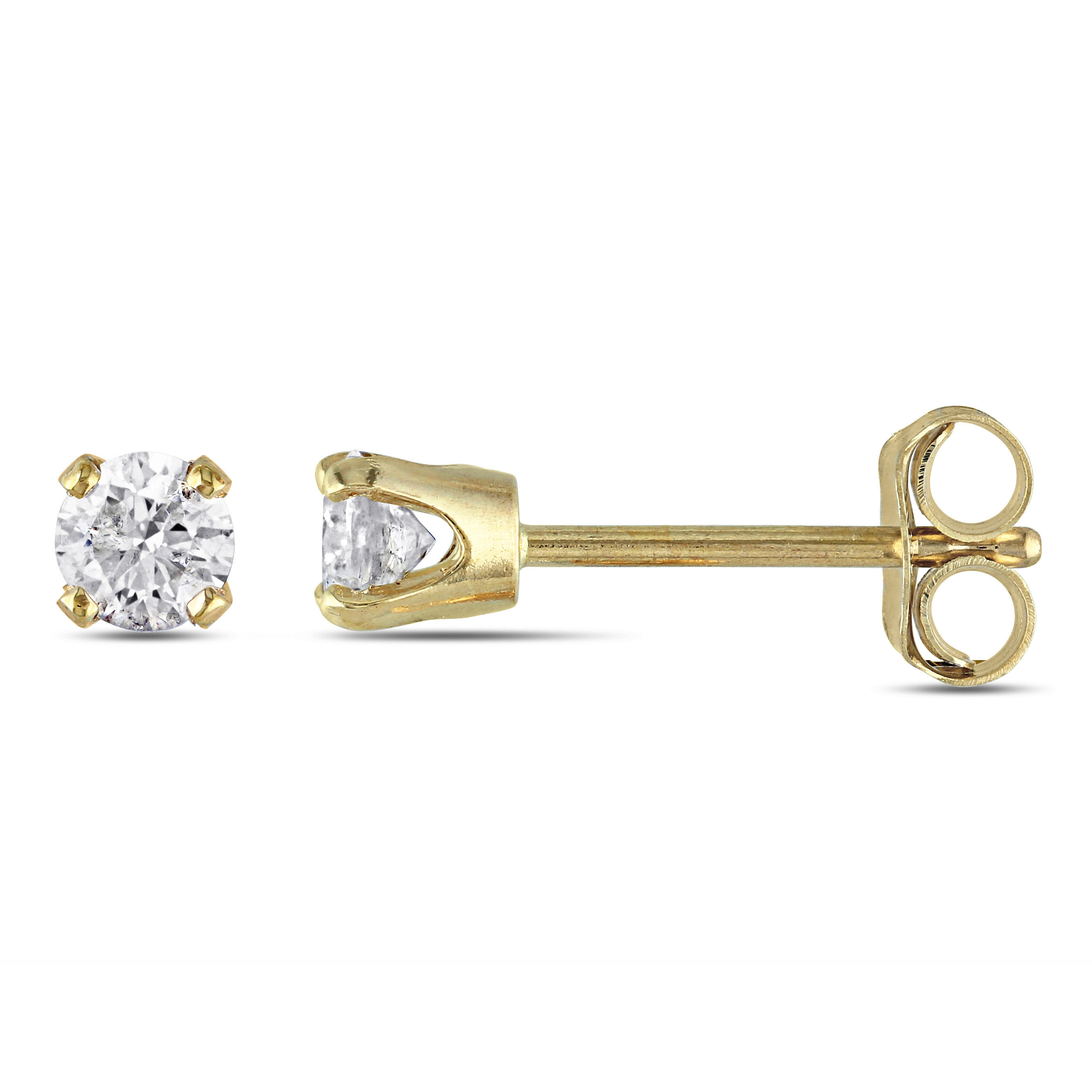 1/4 CT Diamond Solitaire Earrings Set in 10K Yellow Gold (I3)