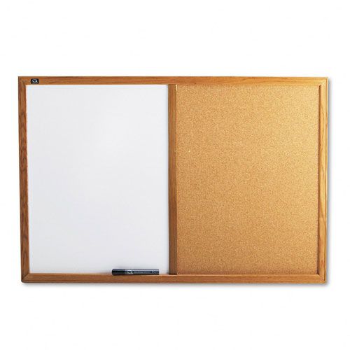 Quartet Dry-Erase Melamine/Cork Board, 36 x 24, Oak Frame