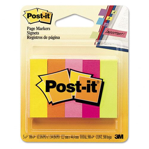 Post-it Page Markers, Five Neon Colors, 100/Pad at Kmart.com