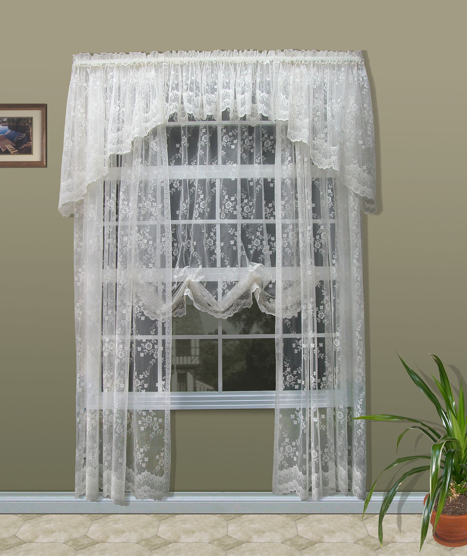 Commonwealth Home Fashions Mona Lisa Engineered Jacquard Lace Tailored Panel (each) 56" x 72" - Available in White and Natural at Kmart.com
