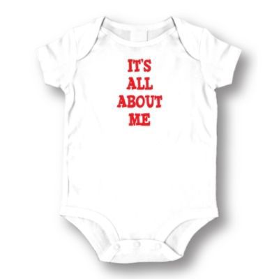 It's All About Me Baby Romper Onesie; White