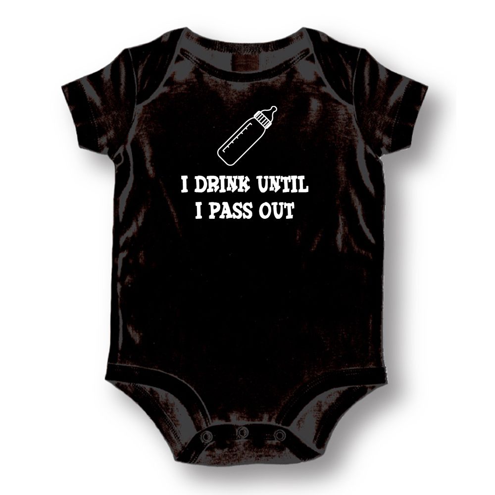 I Drink Until I Pass Out Baby Romper Onesie; Black