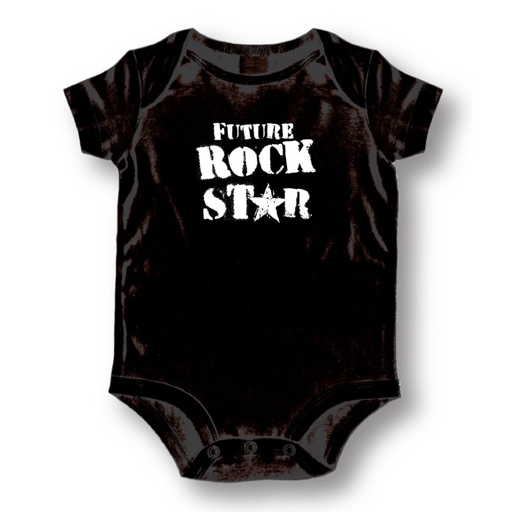 Future Rock Star Baby Romper Onesie; Black