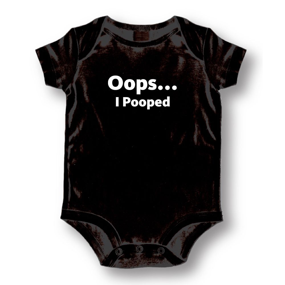 Oops I Pooped Baby Romper Onesie; Black