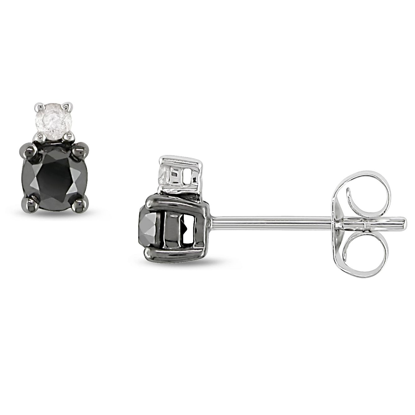   0.50 cttw Black and White Diamond Earrings in 10k White Gold Black and White Diamond Earrings in 10k White Gold at Sears.com