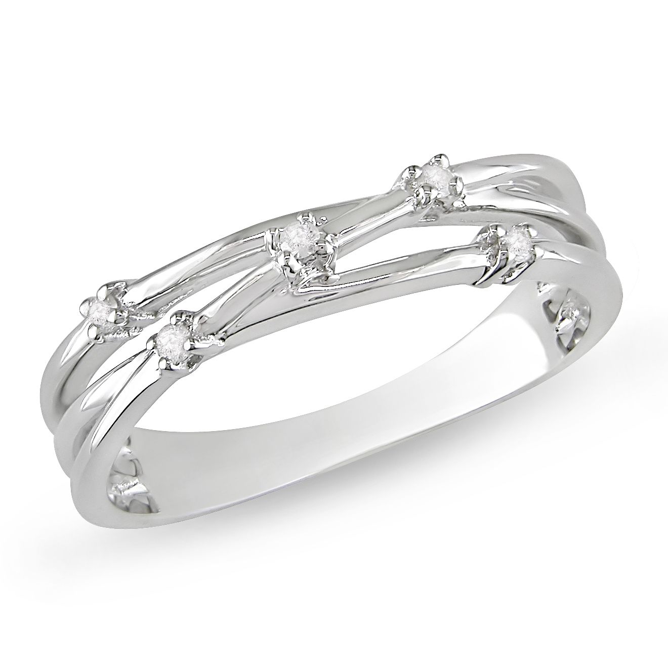 Amour Sterling Silver 0.05 CT Diamond Fashion Ring (GH I2;I3) at mygofer.com