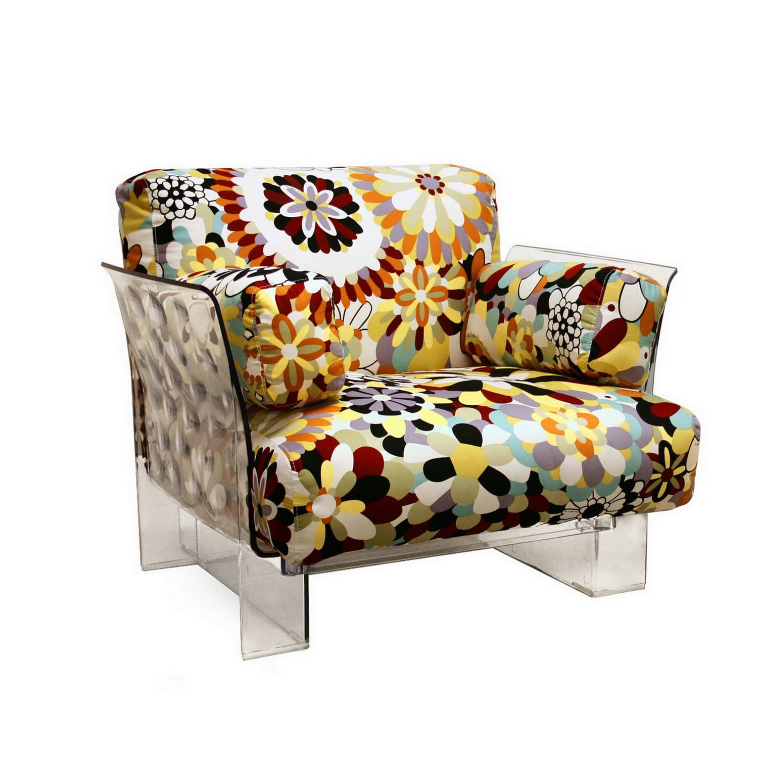 UPC 847321000100 product image for Baxton Pop Chair with Floral Pattern Cushions and Clear Acrylic Base | upcitemdb.com