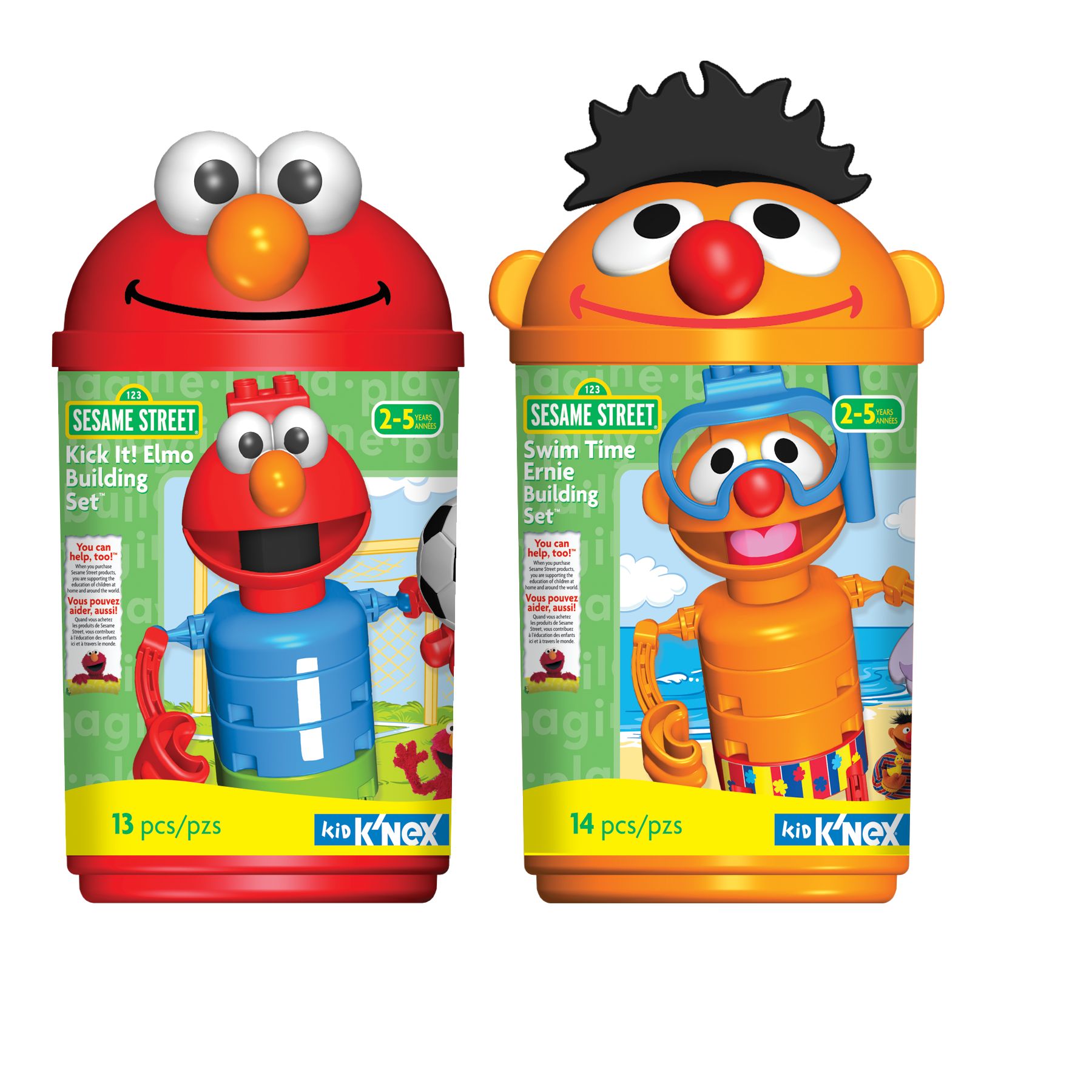 K'Nex SESAME STREET KICK-IT ELMO & SWIM TIME ERNIE CANISTER SET BUNDLE at Kmart.com