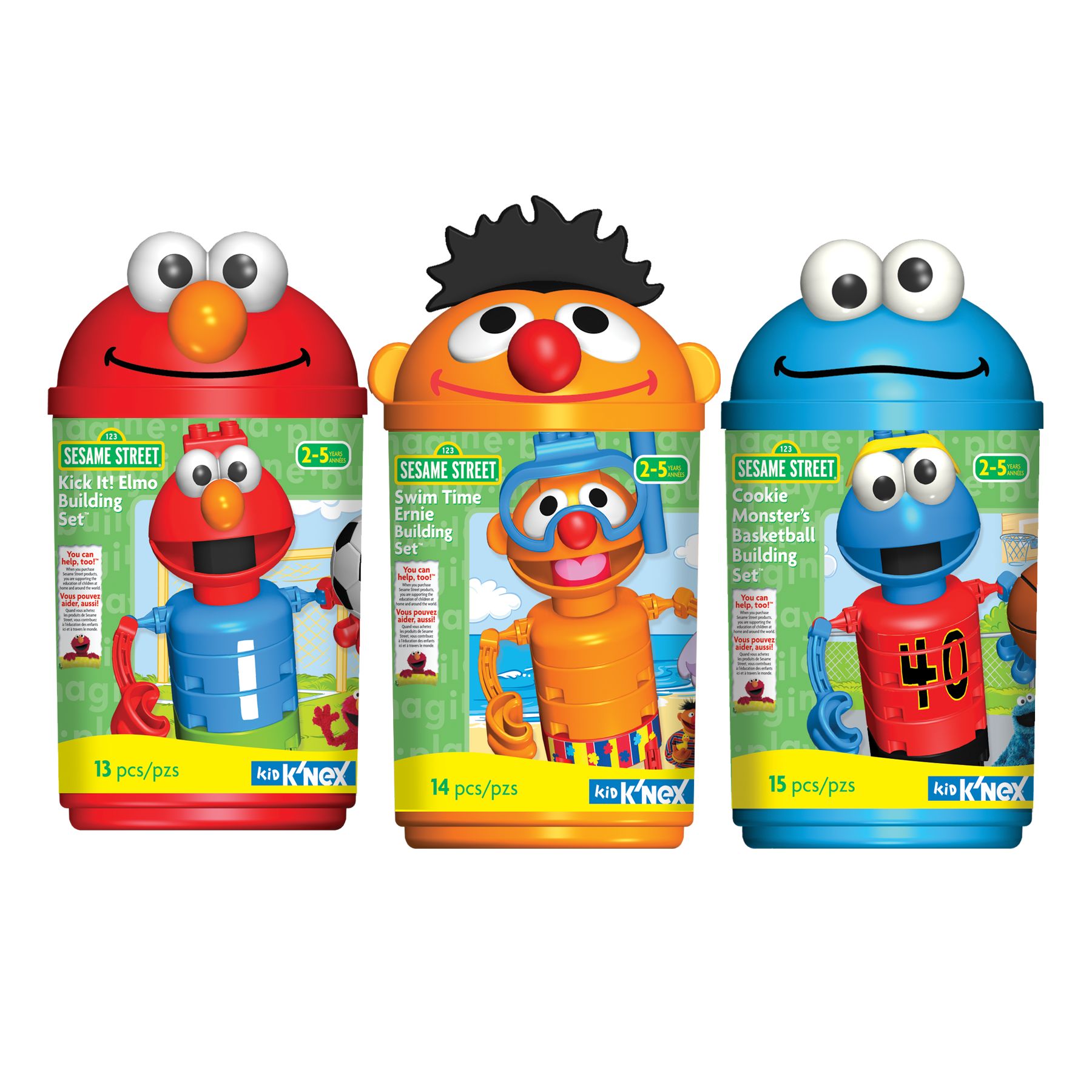 K'Nex SESAME STREET KICK-IT! ELMO, SWIM TIME ERNIE AND COOKIE MONSTER'S BASKETBALL BUNDLE CANISTER SET at Kmart.com