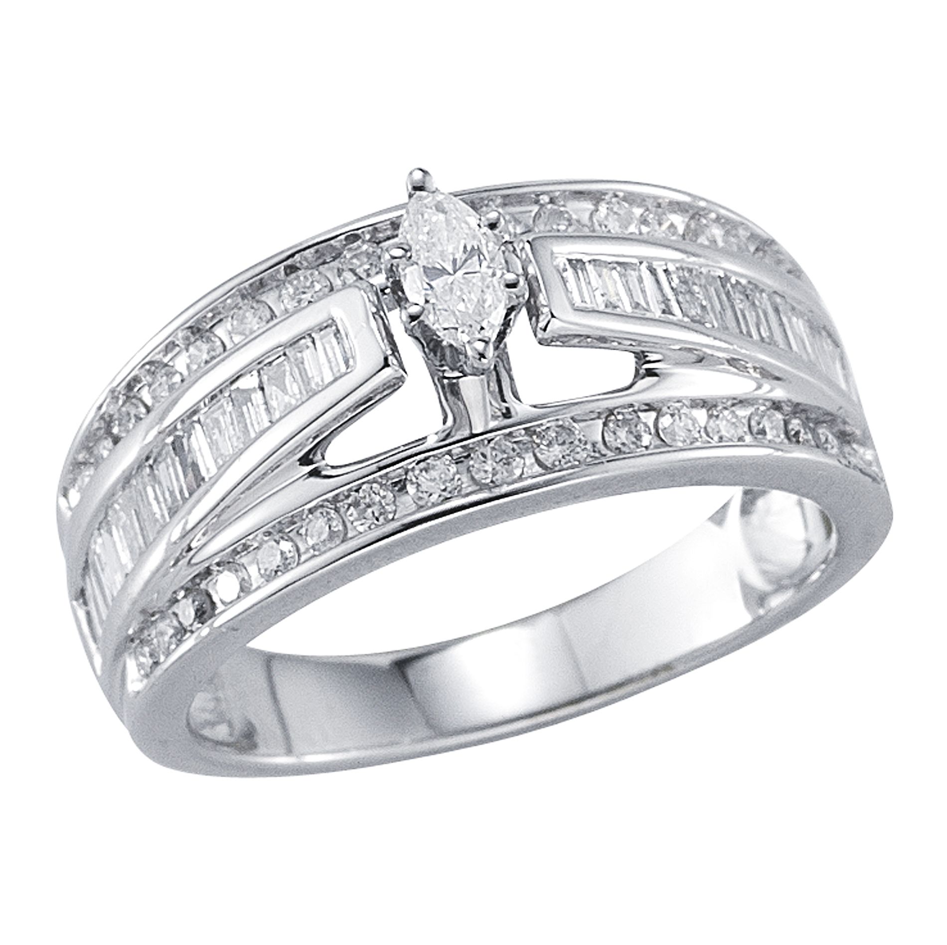 10Kt White Gold Genuine 1.00Ct. Tw. Diamond Engagement Ring