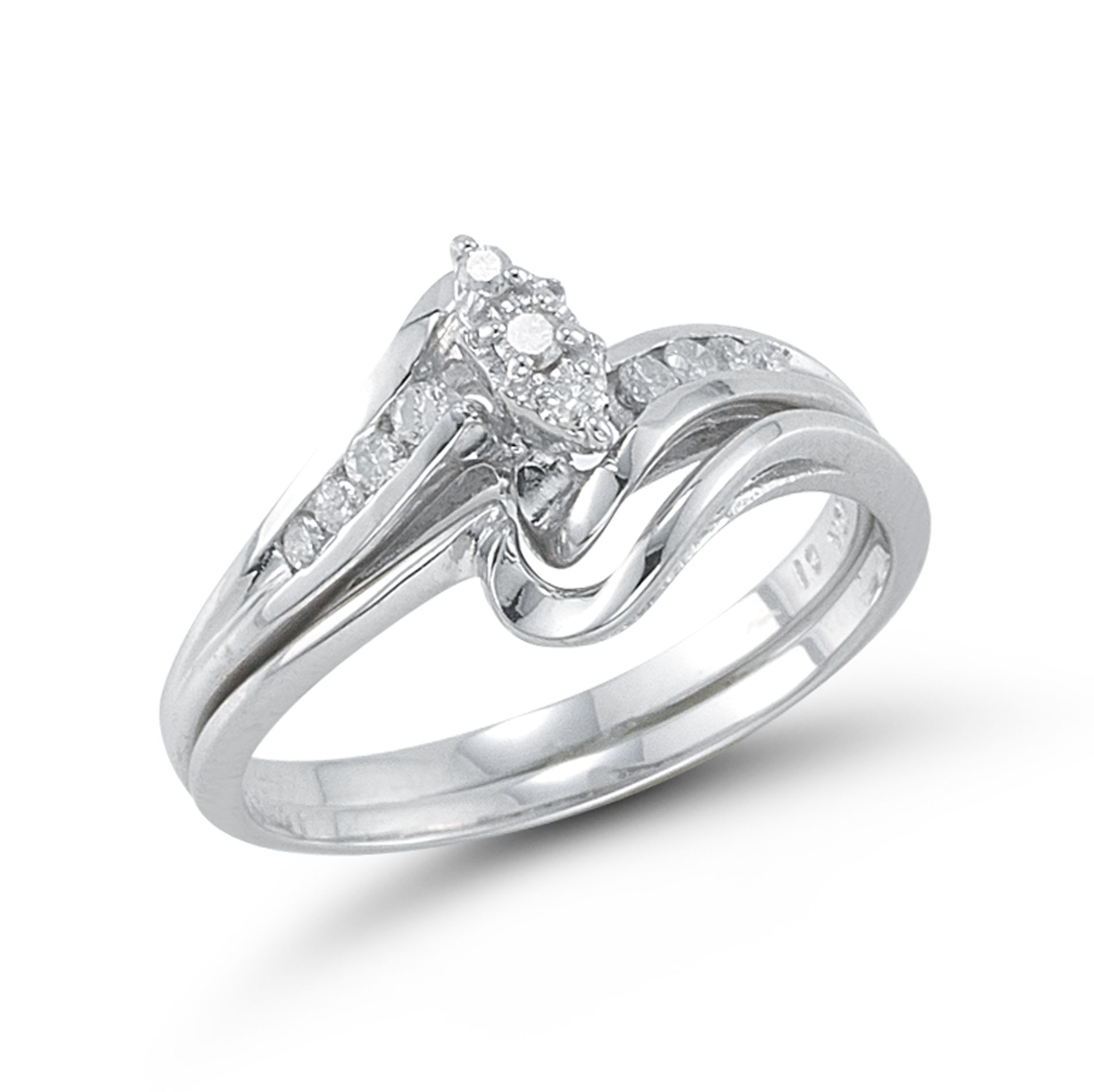 10Kt White Gold Genuine 1/6Ct. Tw. Diamond Bridal Set at Kmart.com