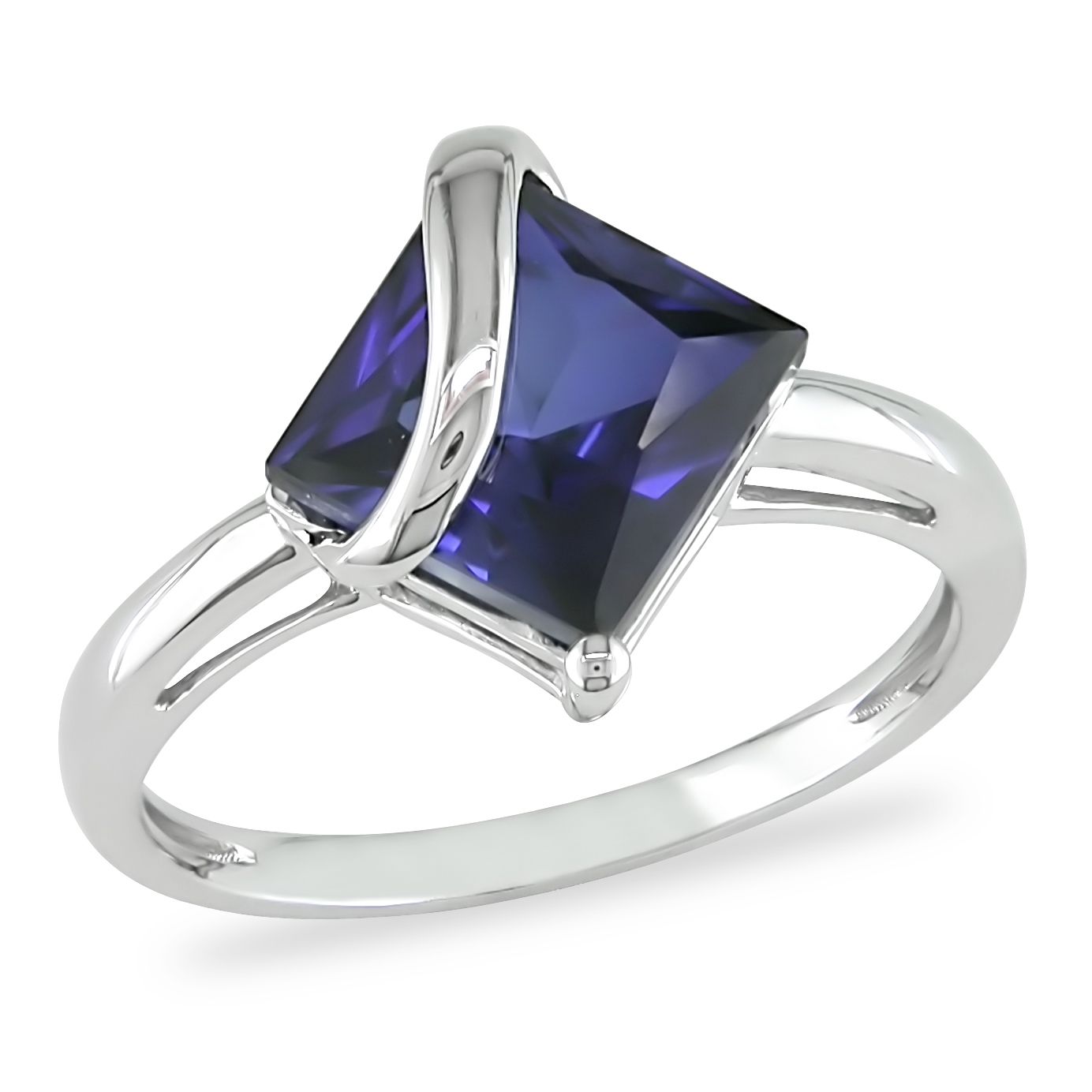 3 ct. t.w.* Created Sapphire Fashion Ring in 10k White Gold at Kmart.com