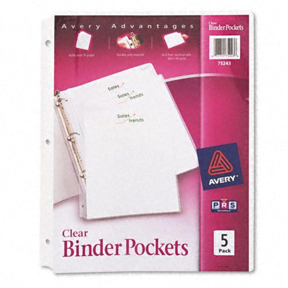 Ring Binder Polypropylene Pockets, Letter, Clear