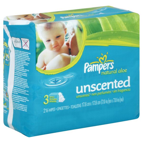 Pampers Baby Wipes Natural Clean 3X Refill, 216 count Baby Wipes Shop