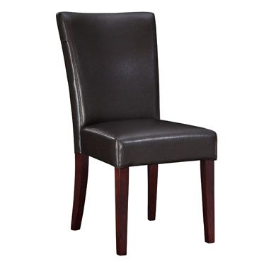 Brown Bonded Leather Parsons Chair, 20-1/2" Seat Height