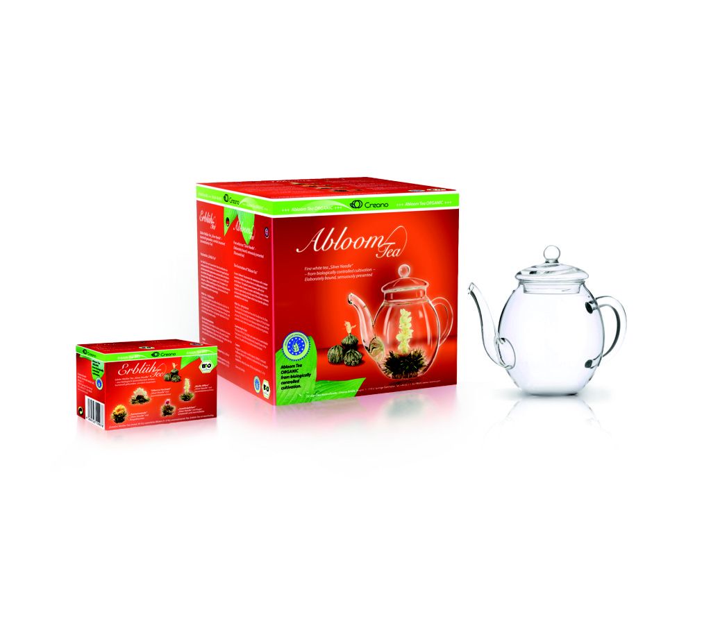 Creano Glass Carafe with Organic Abloom Tea Gift Set